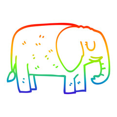 rainbow gradient line drawing cartoon elephant standing still