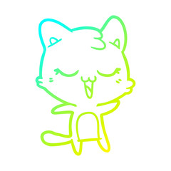 cold gradient line drawing cartoon cat