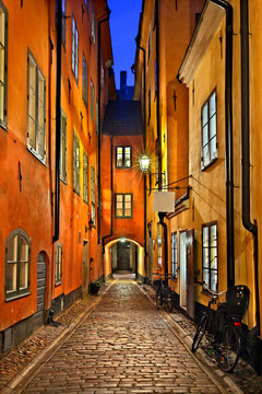 Picturesque alley in Gamla Stan, the "old town" of Stockholm, Sweden