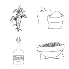 Vector illustration of sugar and field symbol. Collection of sugar and plantation vector icon for stock.