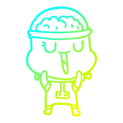 cold gradient line drawing happy cartoon robot