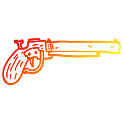 Naklejka premium warm gradient line drawing cartoon old pistol