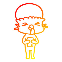 warm gradient line drawing disgusted cartoon alien