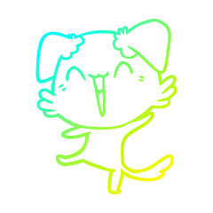 Fototapeta premium cold gradient line drawing happy little dog cartoon