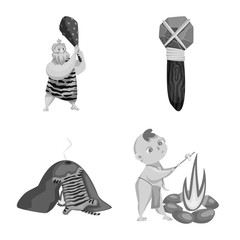 Vector design of survival and history logo. Collection of survival and prehistory stock vector illustration.