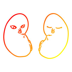 warm gradient line drawing cartoon kidneys