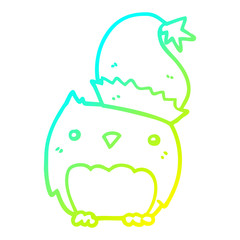 cold gradient line drawing cute christmas owl
