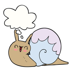 cute cartoon snail and thought bubble