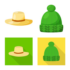 Isolated object of clothing and cap logo. Collection of clothing and beret stock symbol for web.