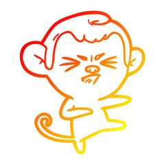 warm gradient line drawing cartoon angry monkey