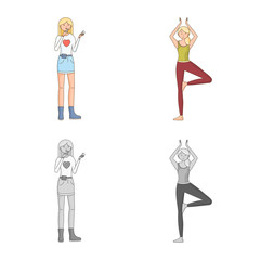Isolated object of posture and mood icon. Set of posture and female stock symbol for web.