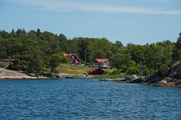 Islands in the Stockholm outer archipelago a sunny sommer day around the bay Möja Västerfjärd