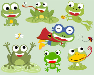 Vector set of frogs cartoon