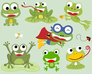 Fotobehang Vector set of frogs cartoon © Bhonard21