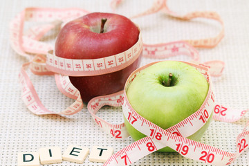 Apples and flexible ruler as a concept of dieting and weight control	