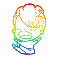 rainbow gradient line drawing cartoon cool hipster girl talking