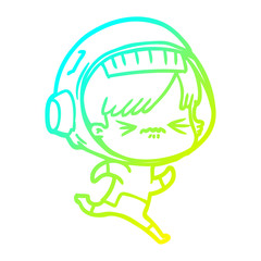 cold gradient line drawing cartoon space girl running