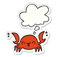 cartoon crab and thought bubble as a printed sticker
