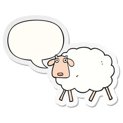 cartoon sheep and speech bubble sticker