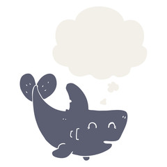 cartoon shark and thought bubble in retro style