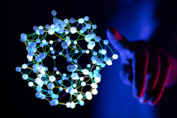 touching global network and data exchanges over the world 3D rendering
