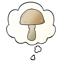 cartoon mushroom and thought bubble in smooth gradient style