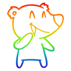 rainbow gradient line drawing laughing bear cartoon