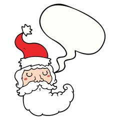 cartoon santa face and speech bubble