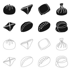 Vector illustration of products and cooking sign. Collection of products and appetizer vector icon for stock.