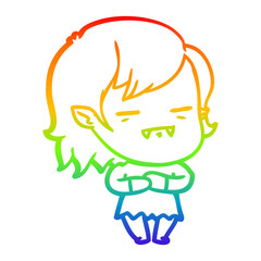 Fototapeta premium rainbow gradient line drawing cartoon undead vampire girl