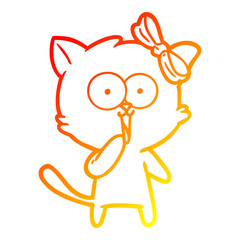 warm gradient line drawing cartoon cat