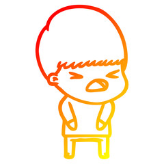 warm gradient line drawing cartoon stressed man