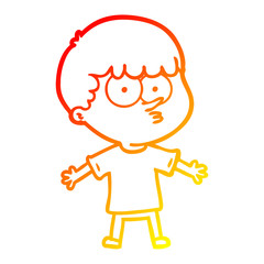 Obraz premium warm gradient line drawing cartoon curious boy