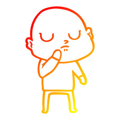 warm gradient line drawing cartoon bald man