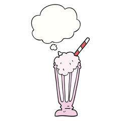 cartoon milkshake and thought bubble