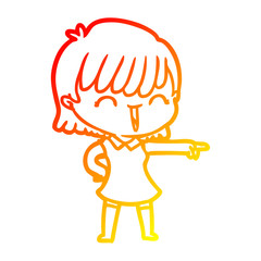 warm gradient line drawing cartoon woman