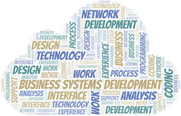 Business Systems Development word cloud. Wordcloud made with text only.
