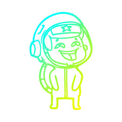 cold gradient line drawing cartoon laughing astronaut