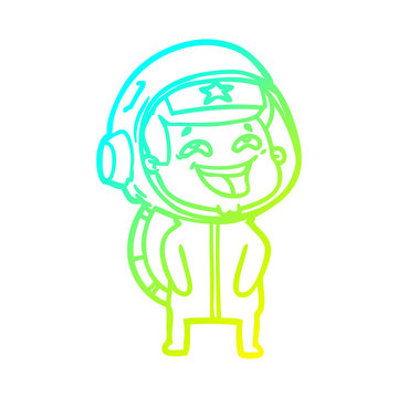recommend clip art: cold gradient line drawing cartoon laughing astronaut