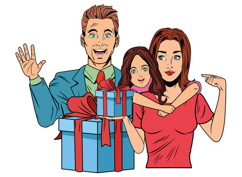 family avatar with gift box
