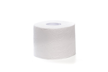 Roll of toilet paper or tissue isolated on white background .