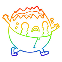 rainbow gradient line drawing humpty dumpty cartoon egg man crying