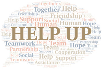 Help Up word cloud. Vector made with text only.