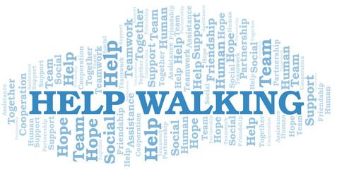 Help Walking word cloud. Vector made with text only.