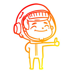 warm gradient line drawing happy cartoon astronaut