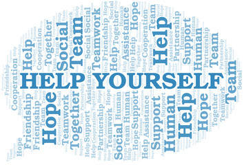 Help Yourself word cloud. Vector made with text only.