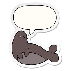 cartoon seal and speech bubble sticker