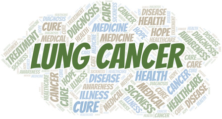 Lung Cancer word cloud. Vector made with text only.