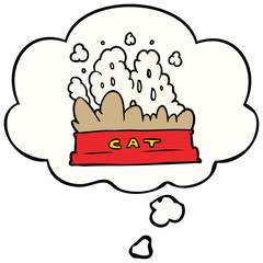 cartoon cat food and thought bubble