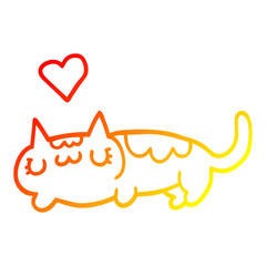warm gradient line drawing cartoon cat